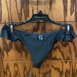Kendall + Kylie - Bikini Ruffle Bottom Swimwear - Black - Size M
